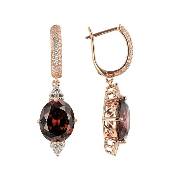 JTV Blush & White Cubic Zirconia 18K Rose Gold Over Sterling Silver Earrings - Picture 1 of 11